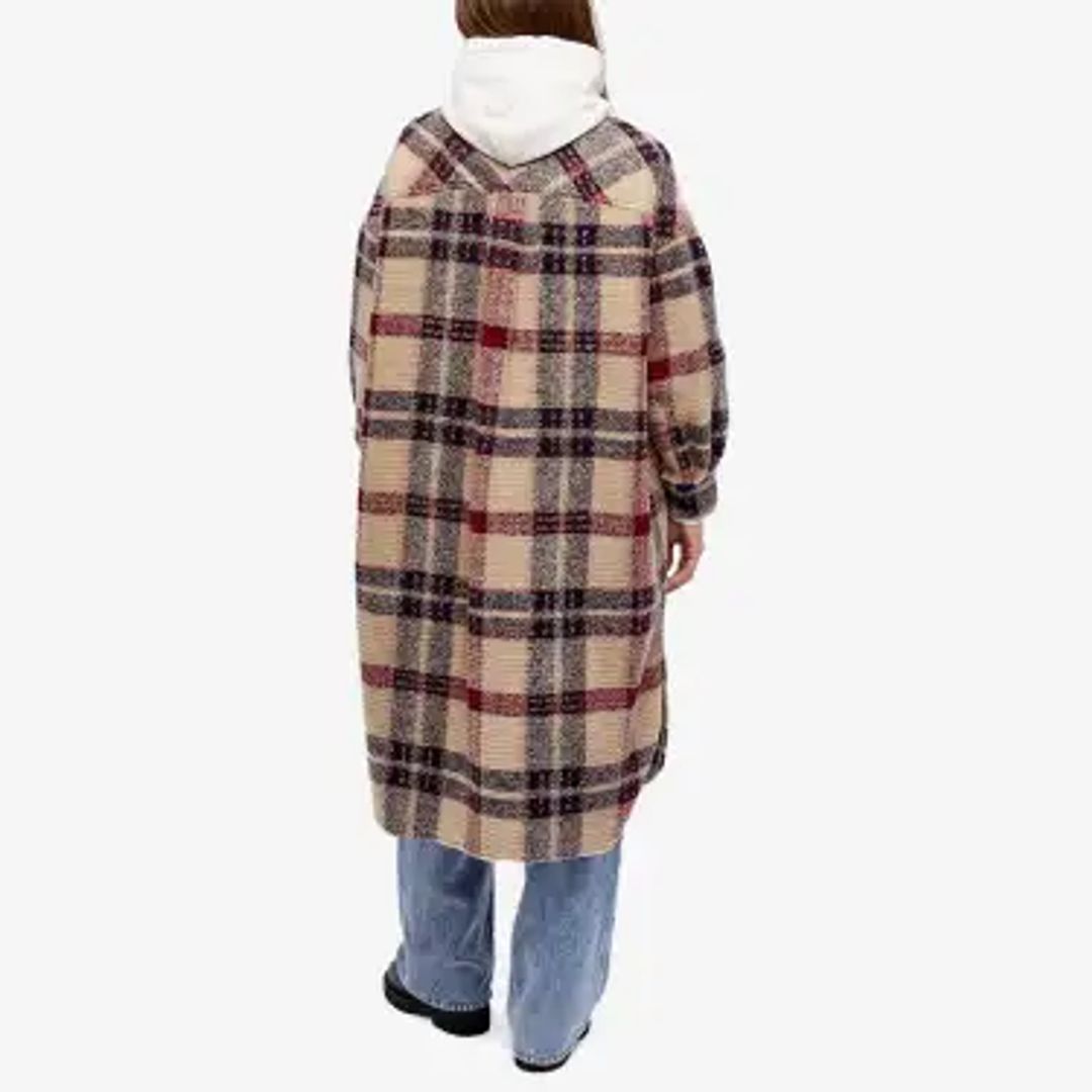 Fontizi Check Coat in Burgundy & Ecru #3