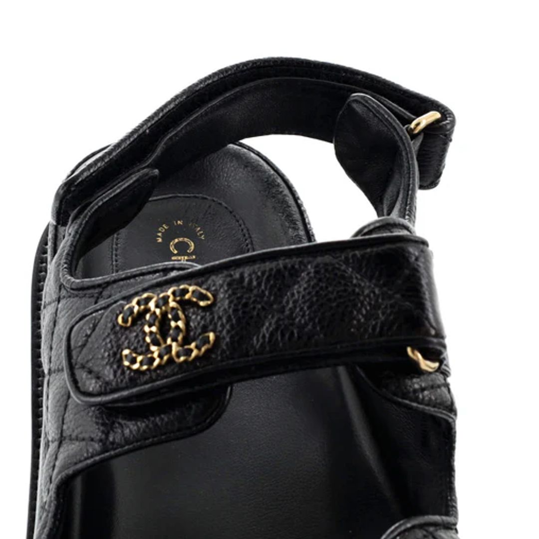 Women's Velcro Dad Sandals Quilted Leather #4