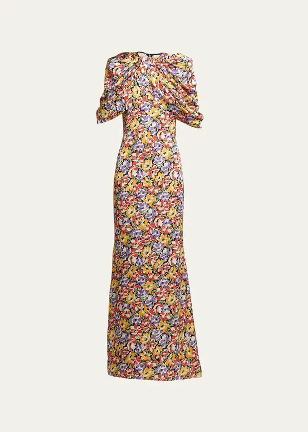Ultra floral-print draped gown - multicolor