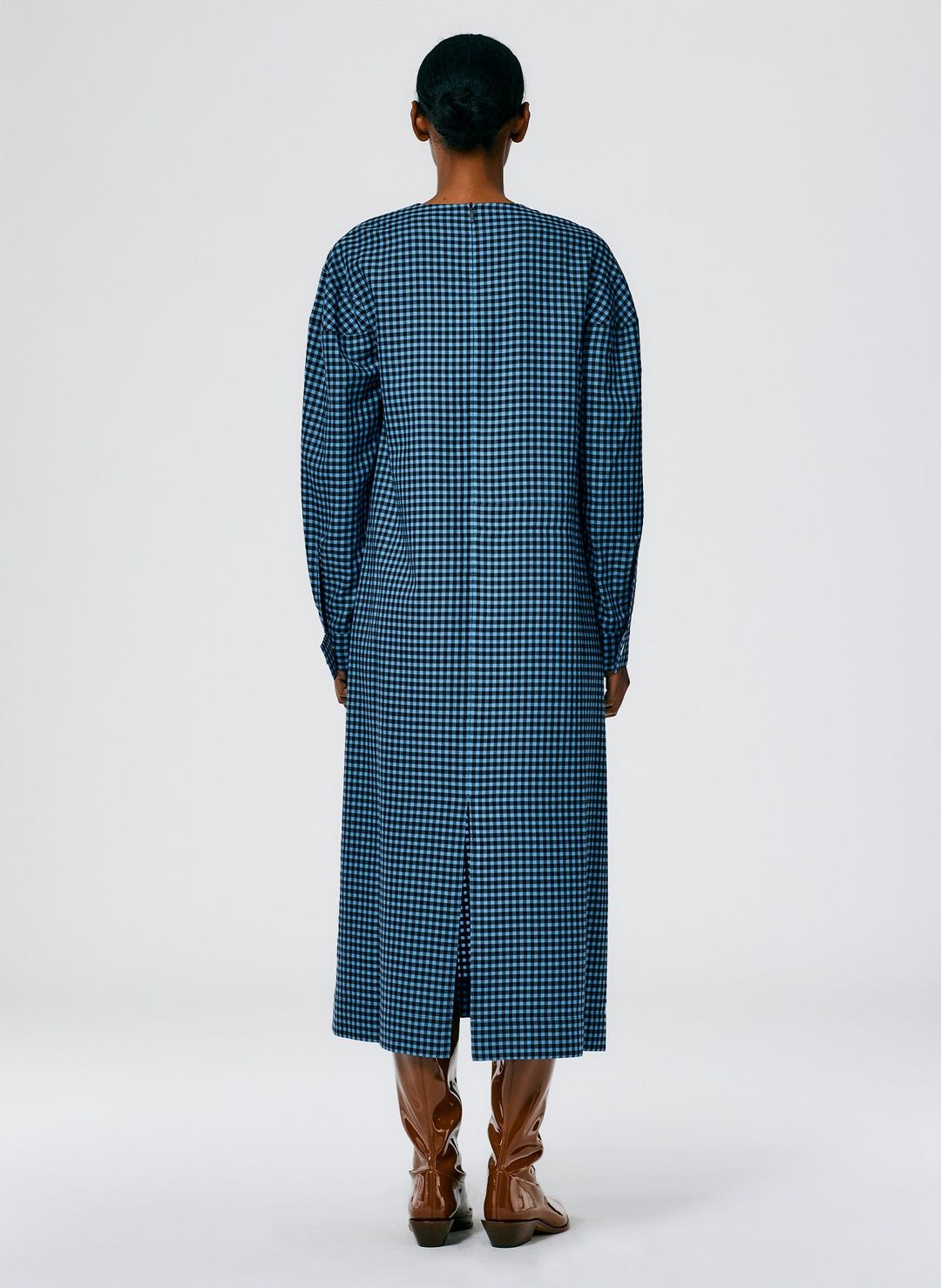 Pascale Gingham Asymmetric Flap Snap Dress #3