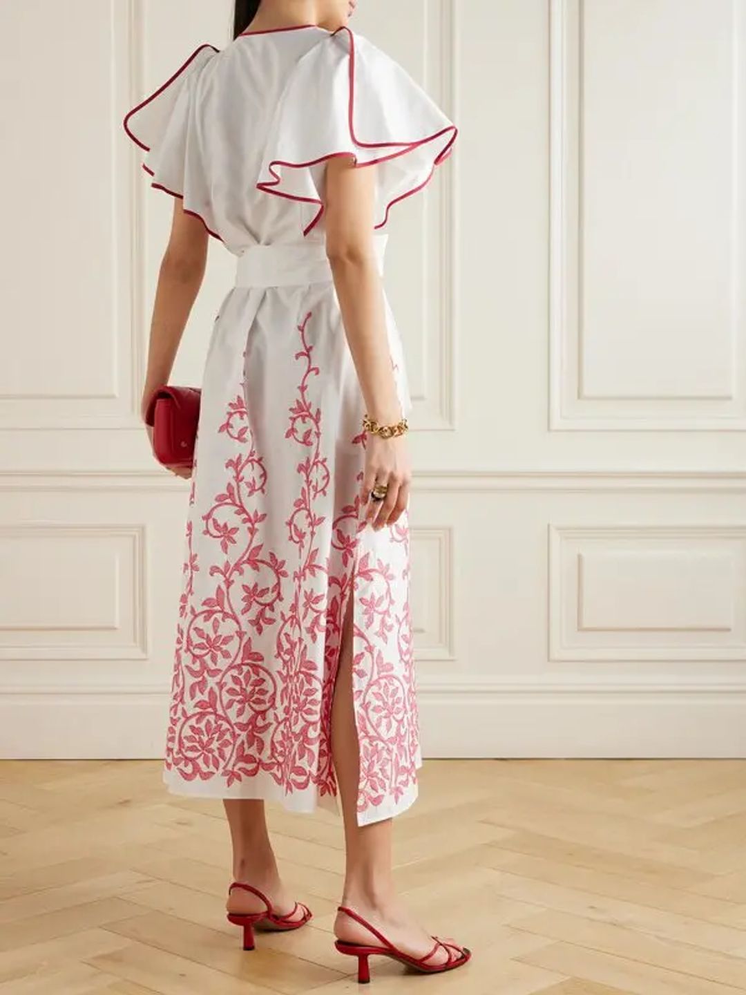 Daisy belted embroidered cotton-poplin midi dress #3