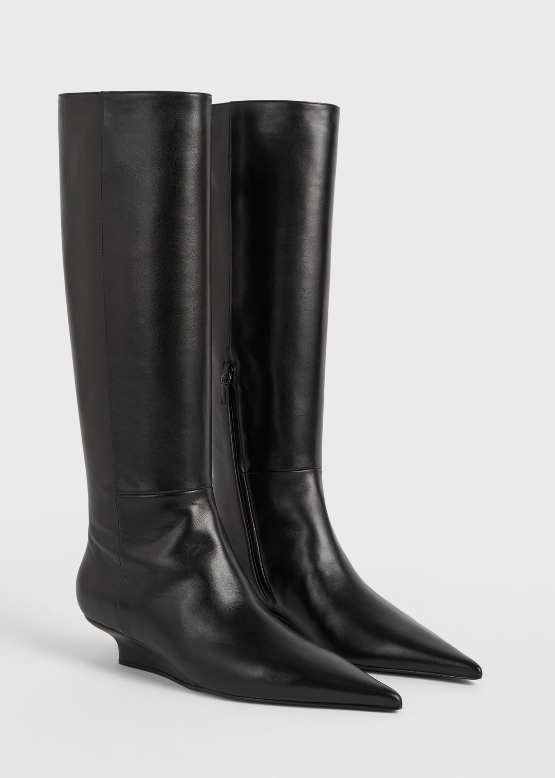Sharp leather knee-high boots black #6