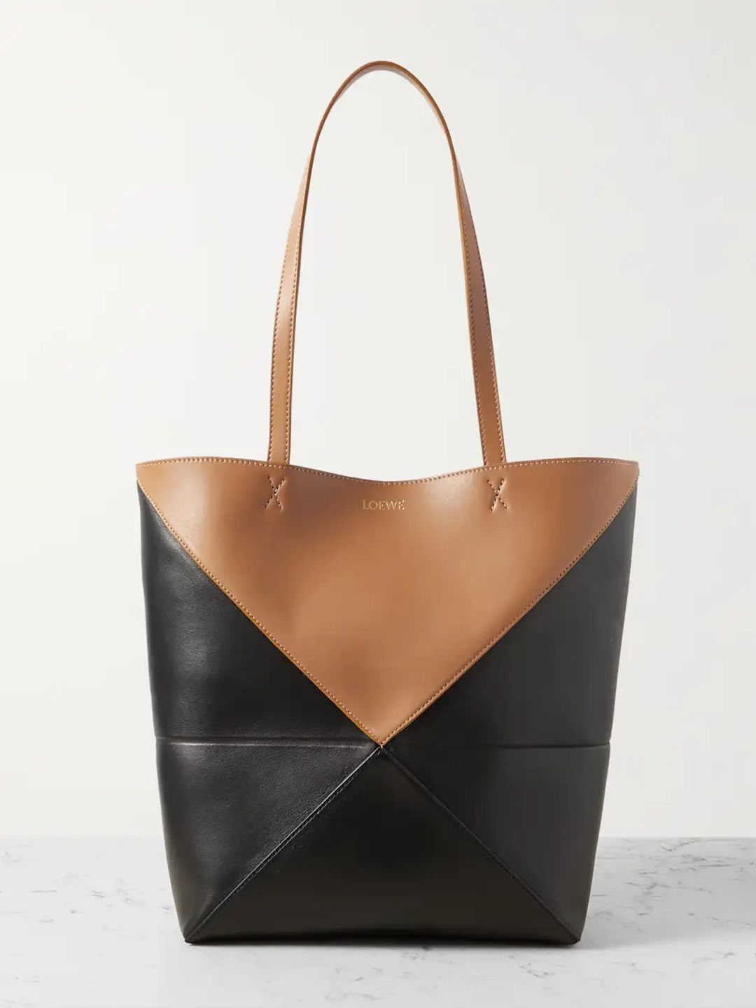 Puzzle Fold convertible medium two-tone leather tote bag