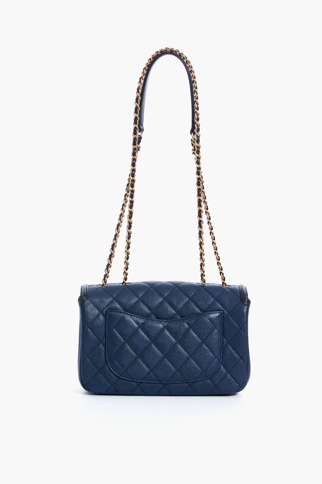 CHANEL Black and Navy Filigree Flap Shoulder Bag #4