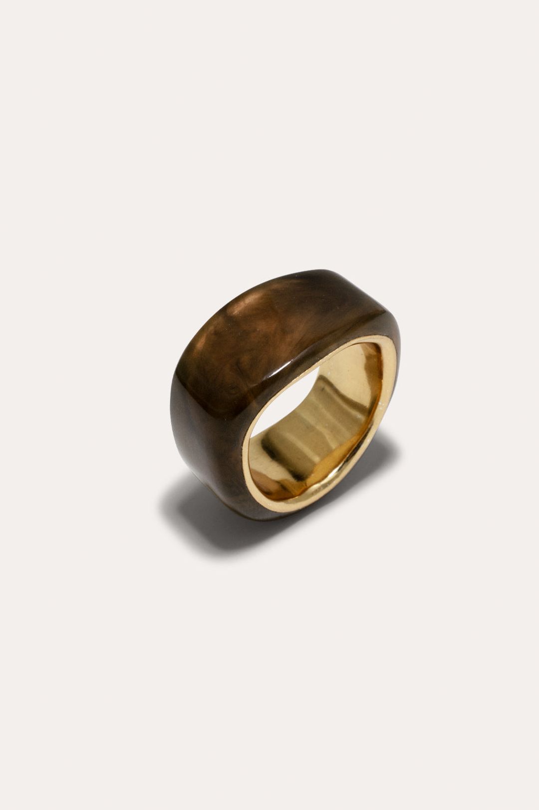 A Virtuous Circle? - Tortoise Shell Bio Resin and Gold Vermeil Signet Ring #5
