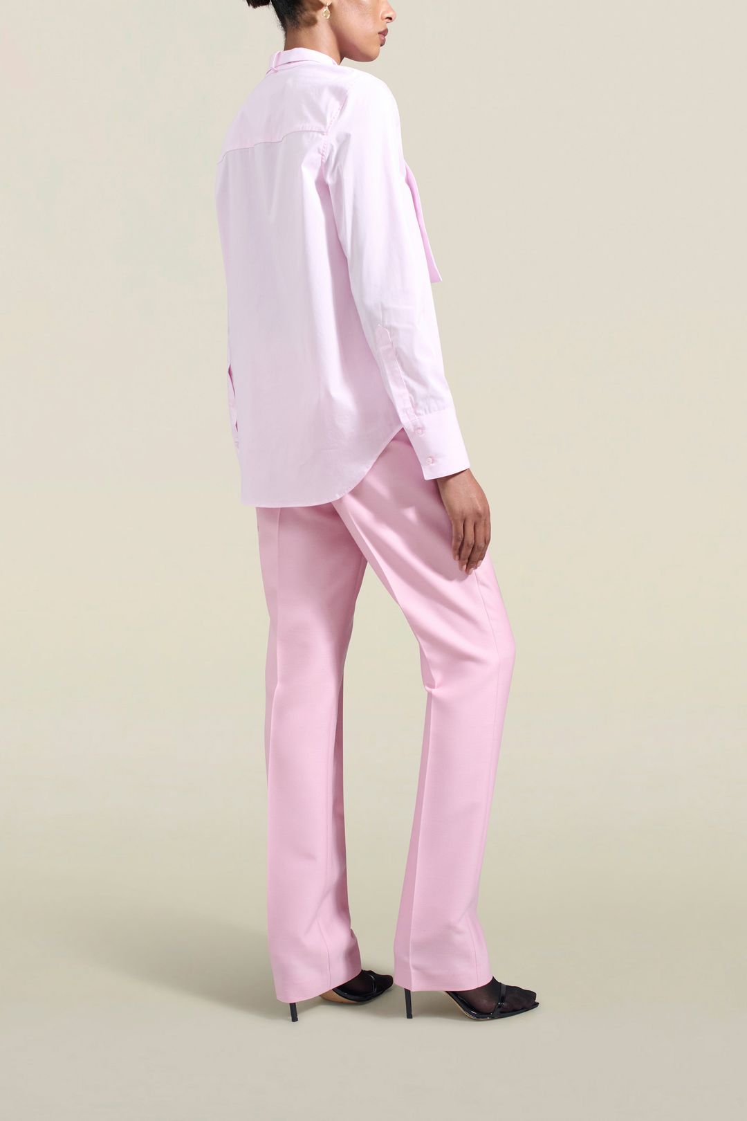 Esme Tuxedo Shirt in Pink Stretch Poplin #5