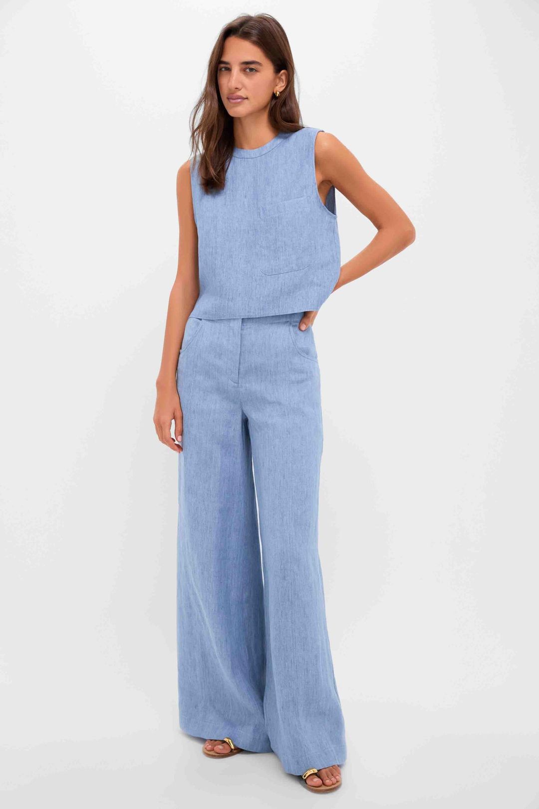 Light Indigo Cropped Muscle Tank #6
