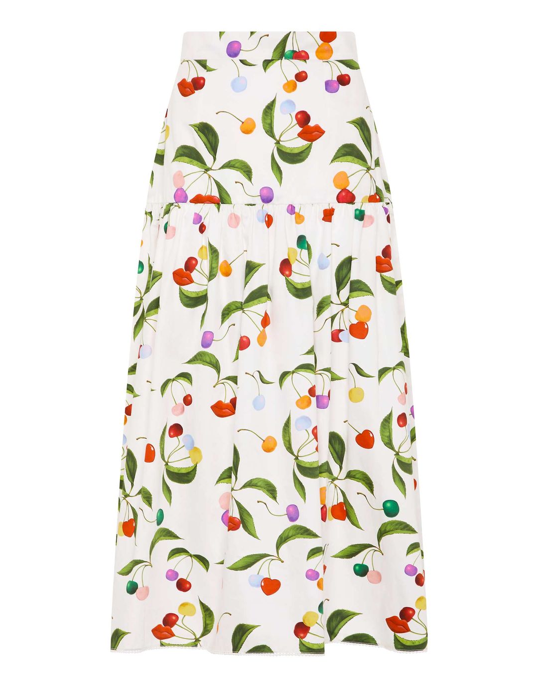 June Cotton Midi Skirt - Cherry White - SALE #6