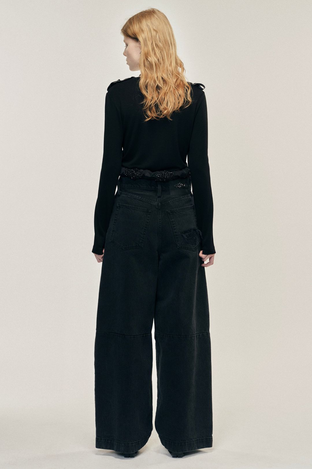 Embellished Wide Leg Puddle Jeans #3