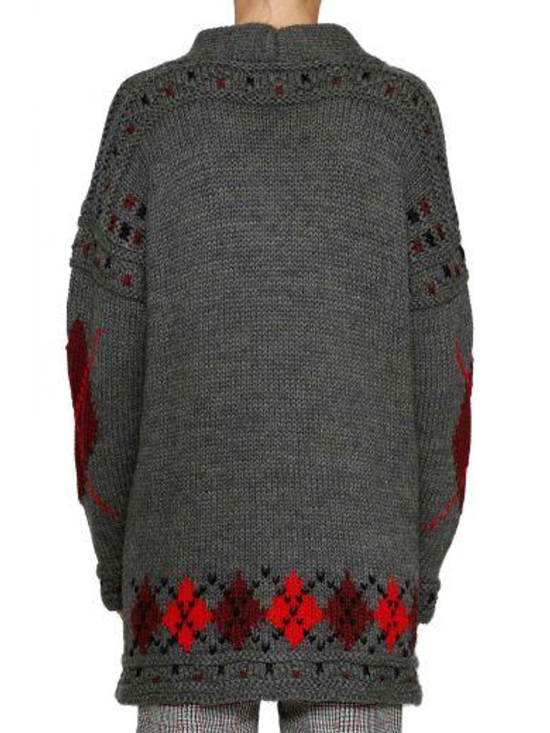 Woman Geena Oversized Argyle Wool And Alpaca-blend Cardigan Gray In Grey #19