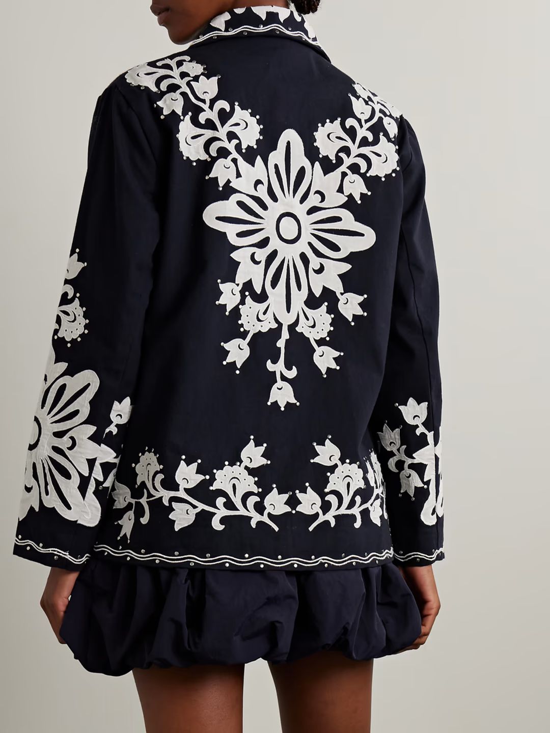 Liliana studded appliquéd cotton-canvas jacket #3