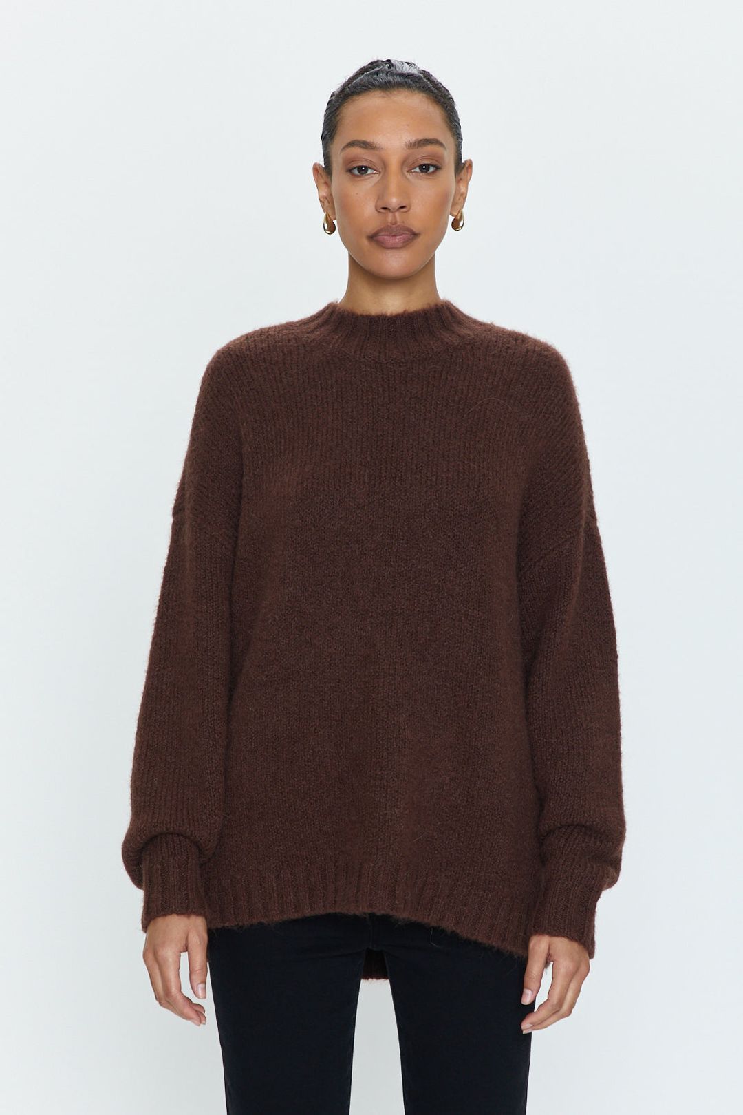 Carlen Mock Neck Sweater - Cocoa