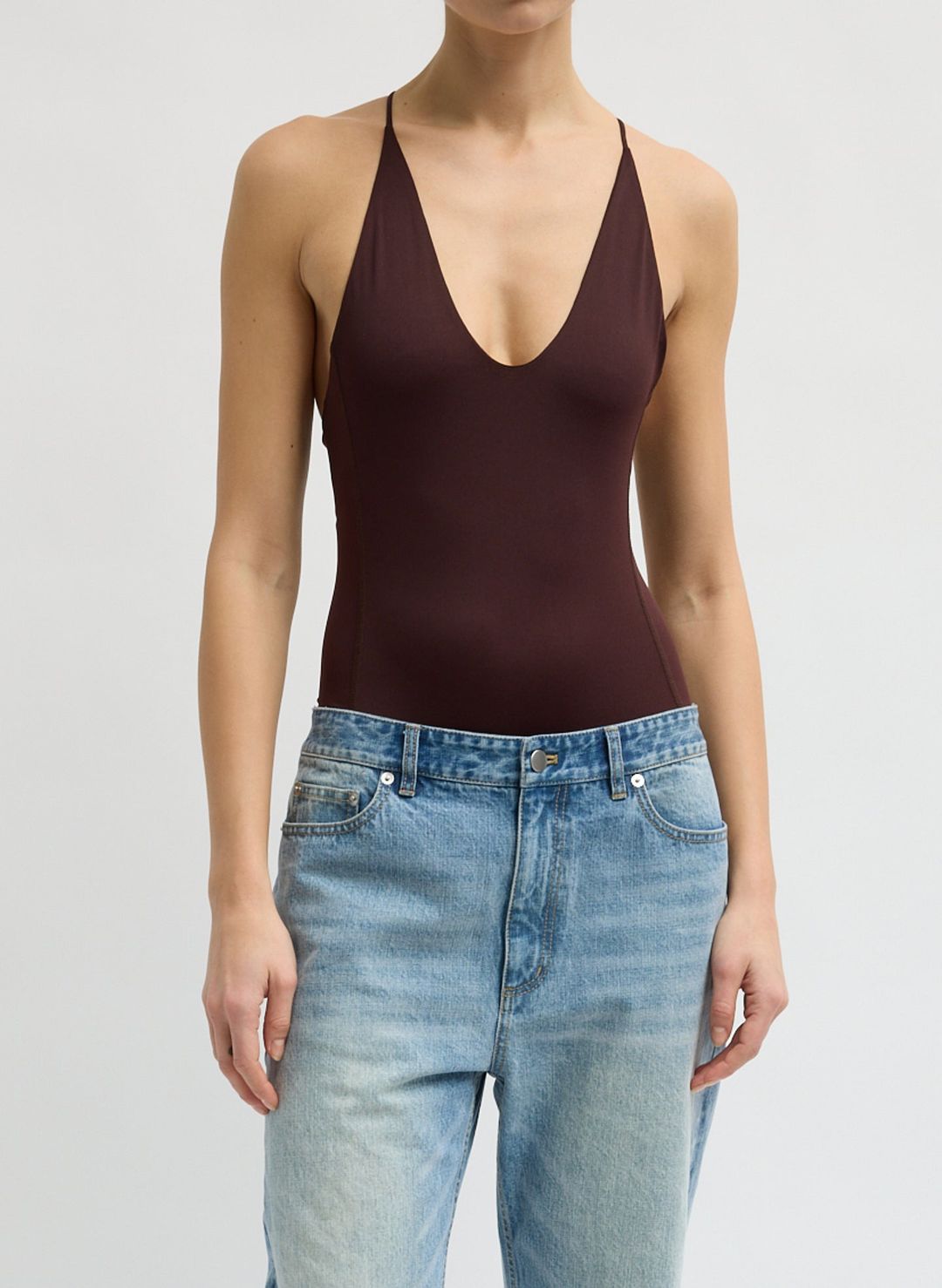 Stretch Light Weight Tech Knit Racerback Bodysuit