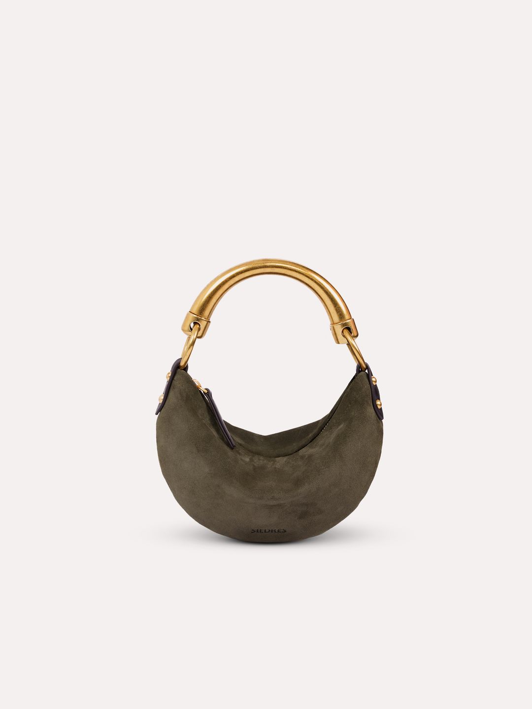 CHÉRIE SMALL - Suede hobo bag with metal top handle