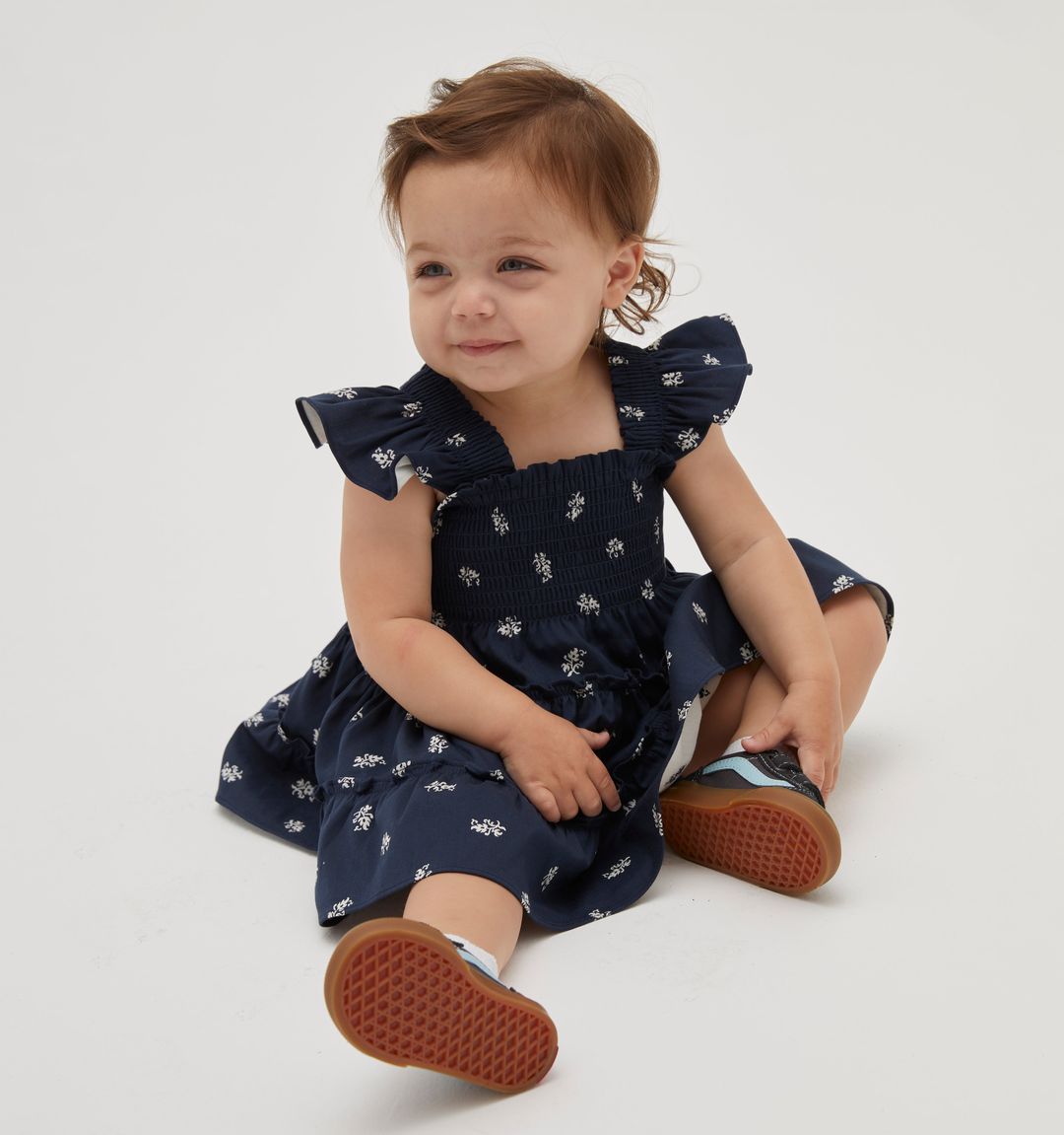 The Baby Ellie Nap Dress - Navy Autumn Paisley #3
