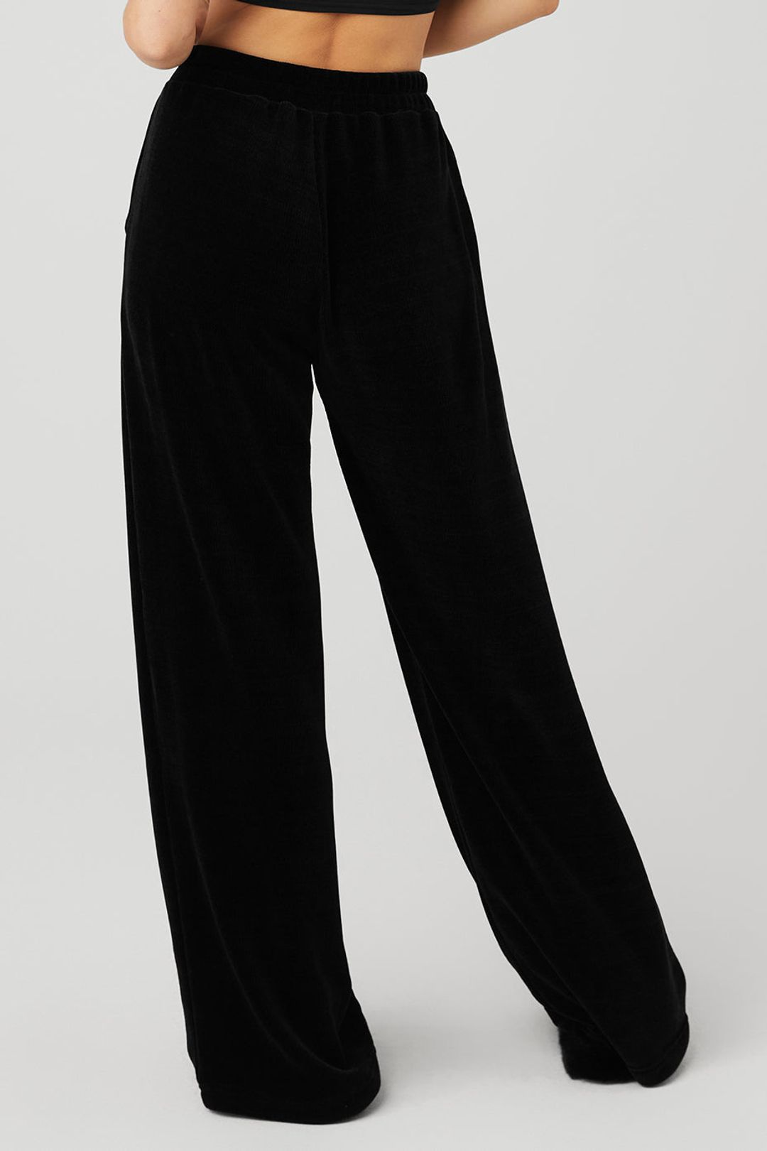 Chenille High-Waist Wide Leg Chalet Pant - Black