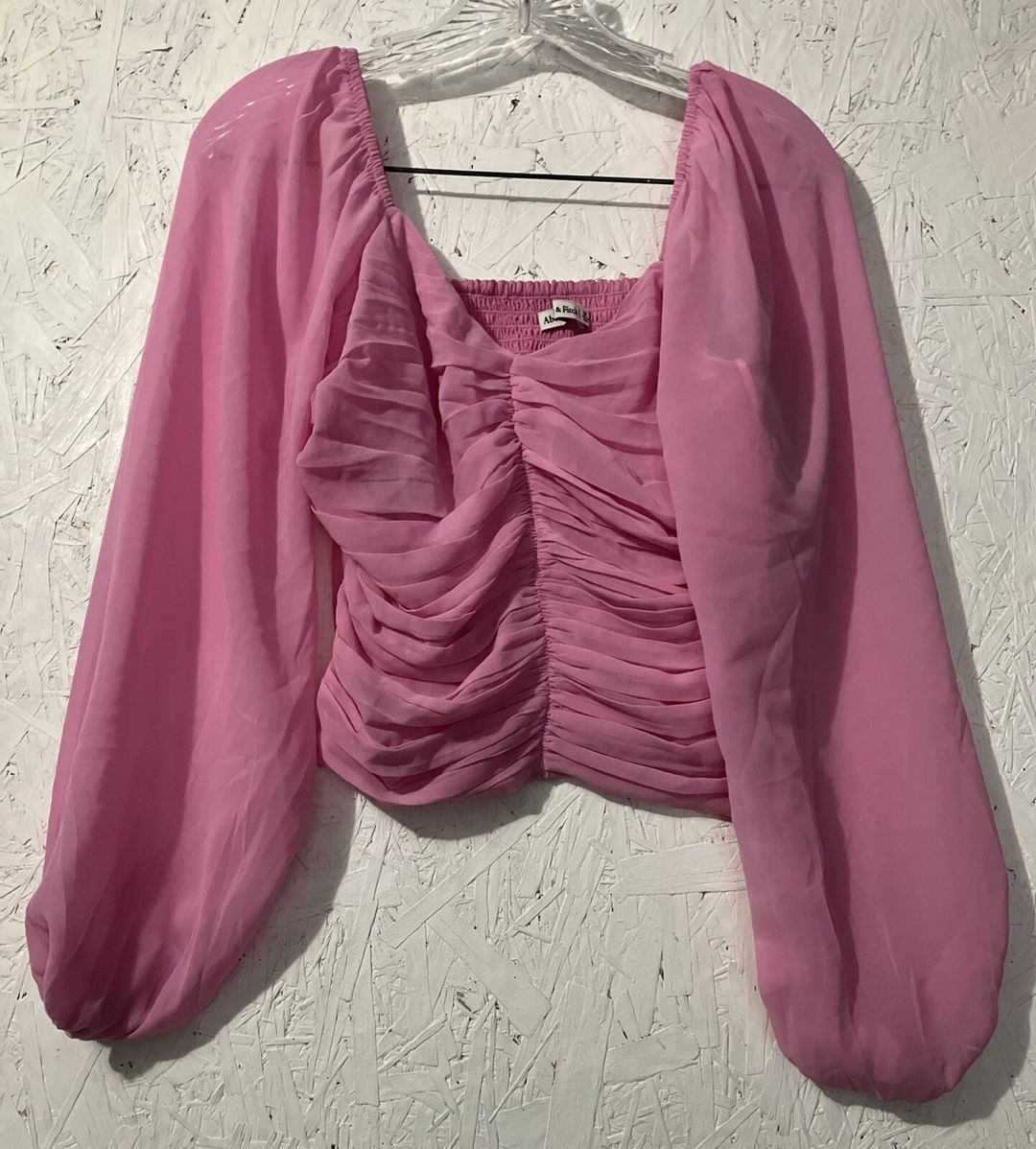 Abercrombie & Fitch Pink Ruffled Crop Blouse #4