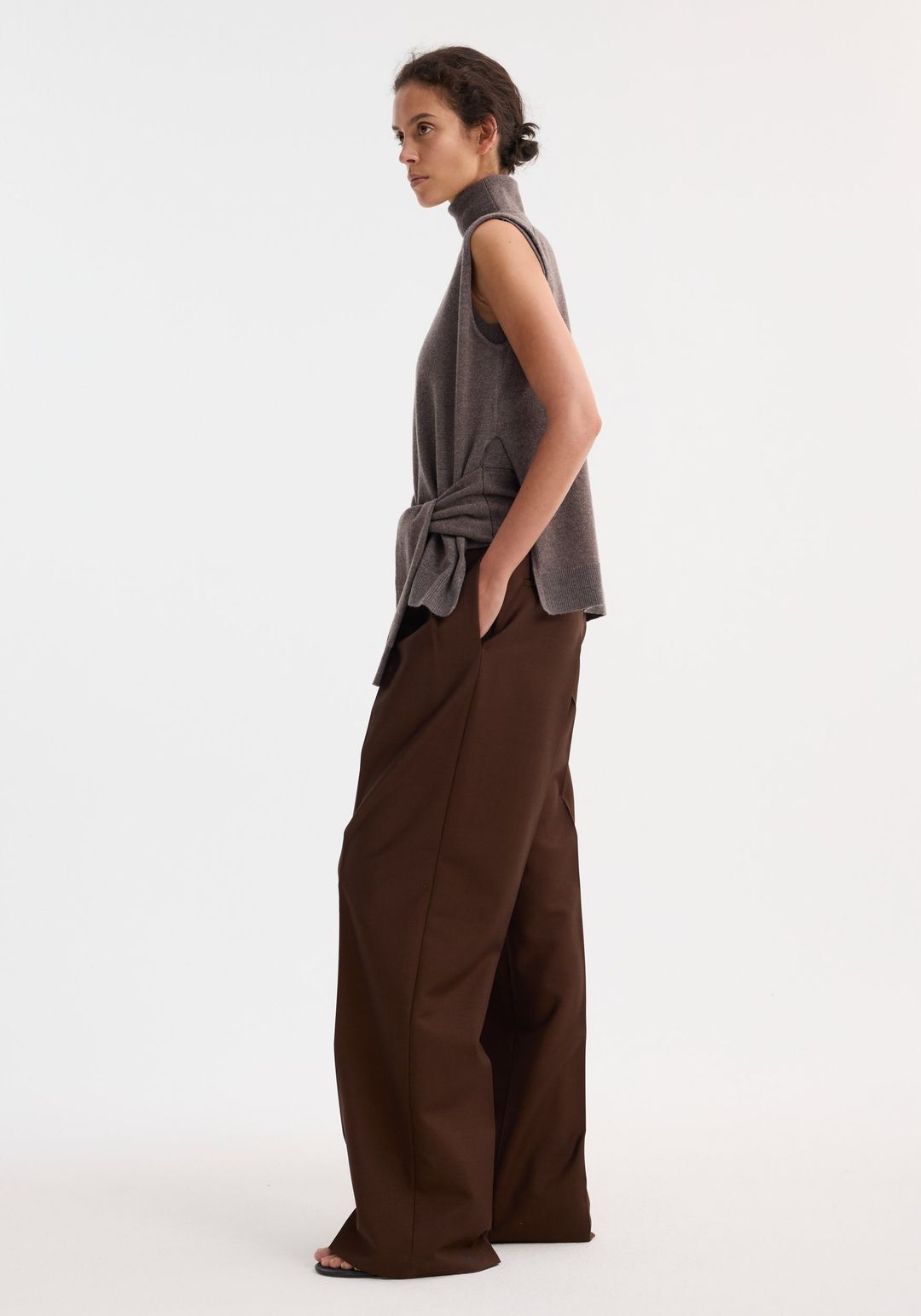 Double-layered knit top | mud melange