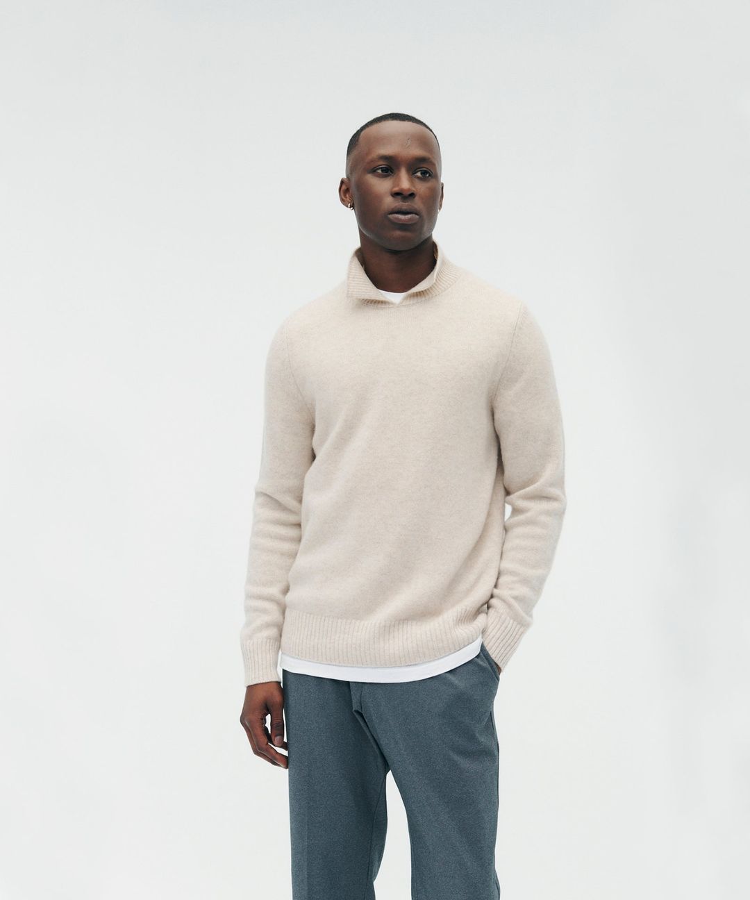 Luxe Cashmere Collared Crewneck Sweater #3
