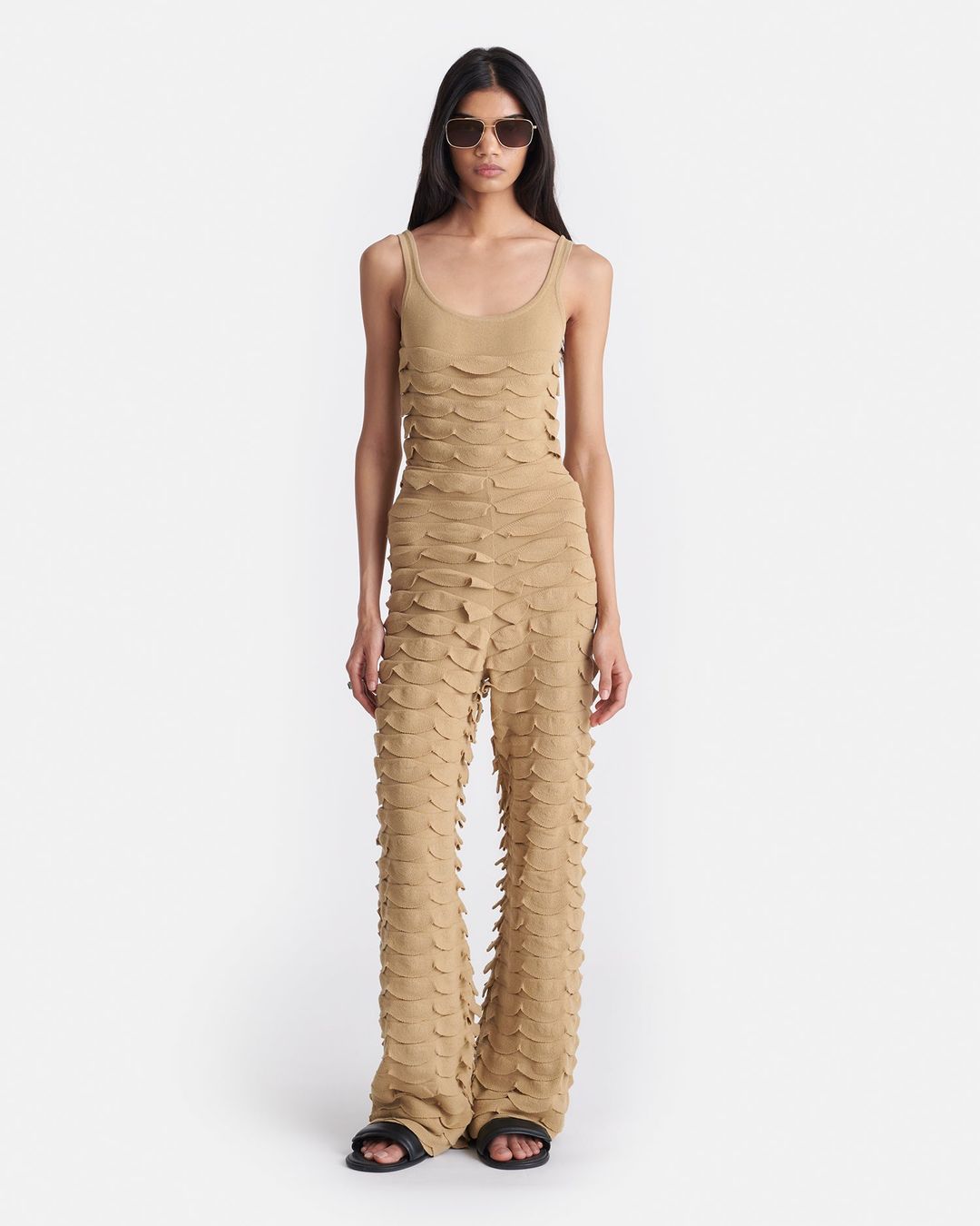 Polina - Textured Cotton-Blend Bodysuit - Camel #3
