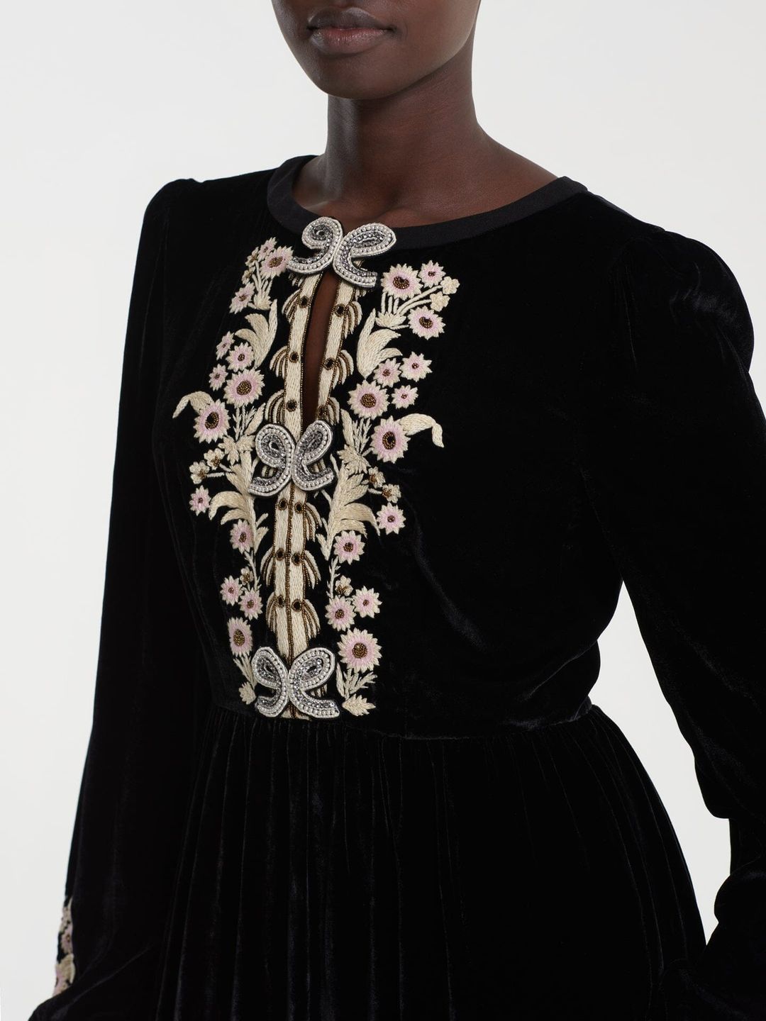 Camille Thread Dress with Threadwork Bows in Black #5