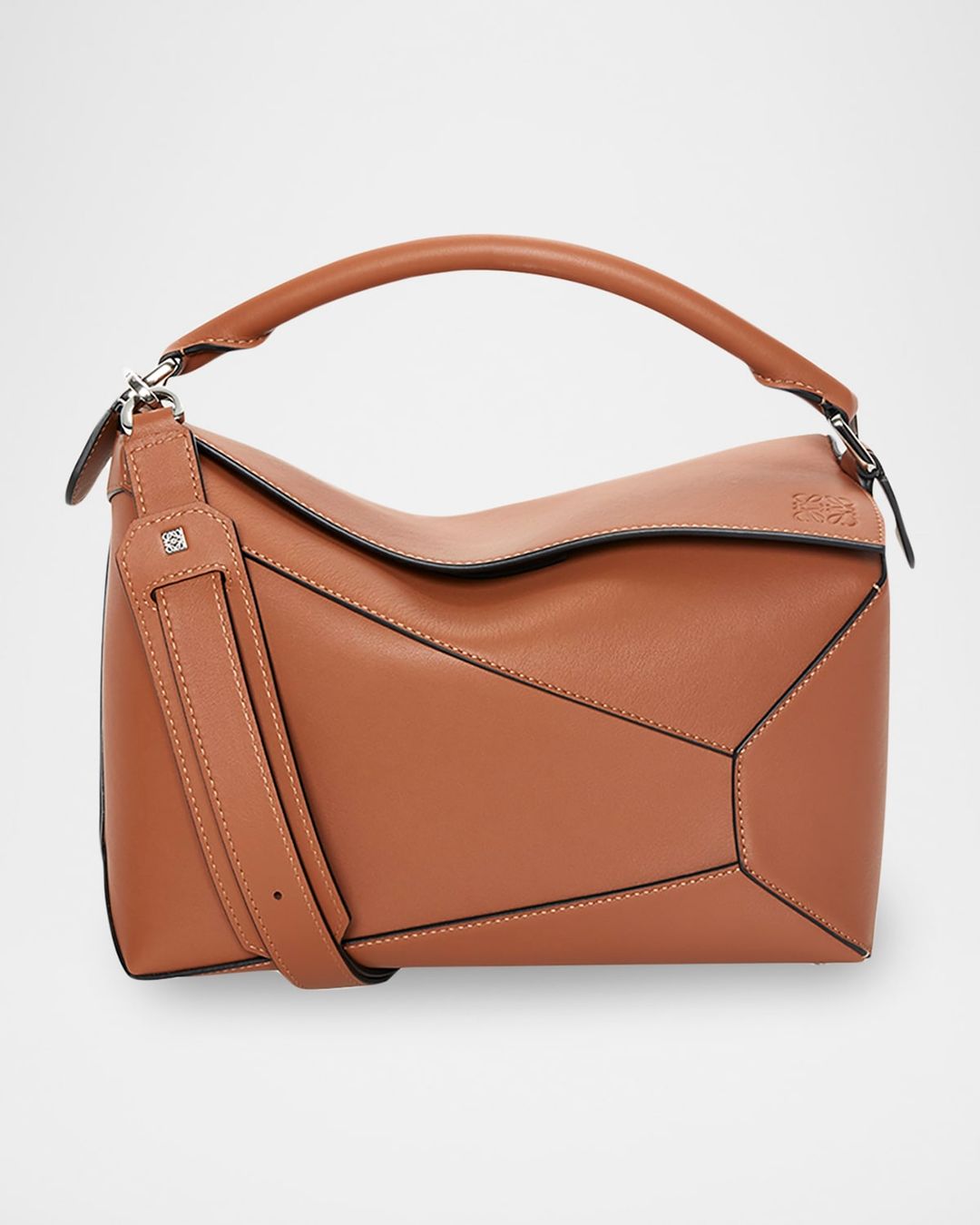 Puzzle Edge Medium Top-Handle Bag in Grained Leather