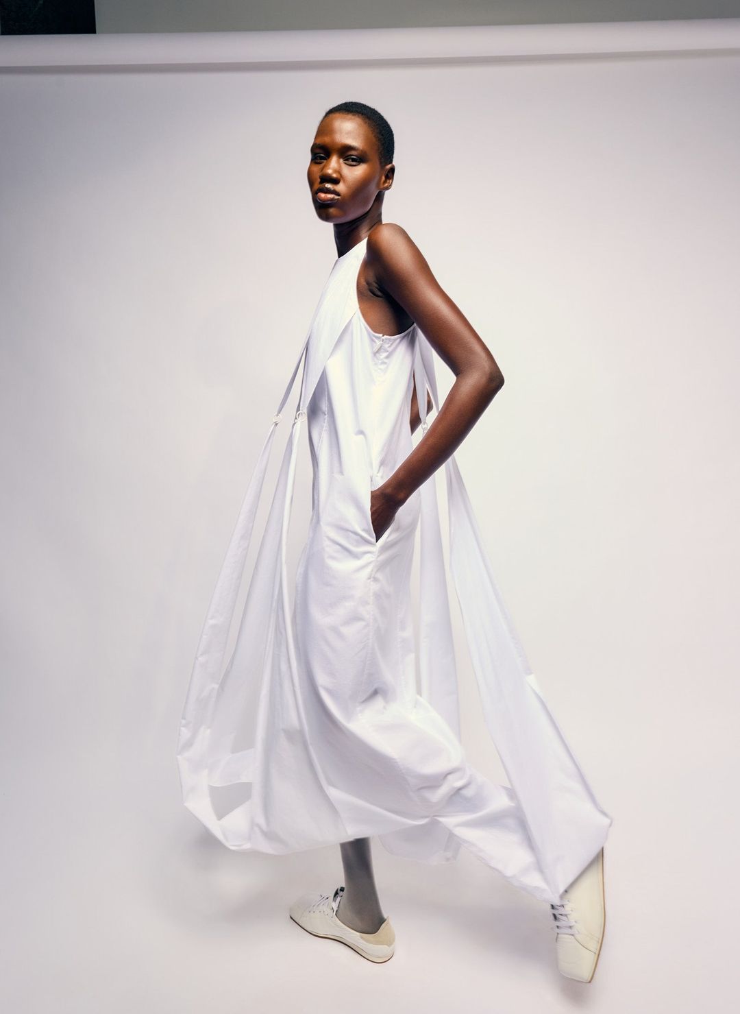 Eco Poplin Halter Paneled Dress #3