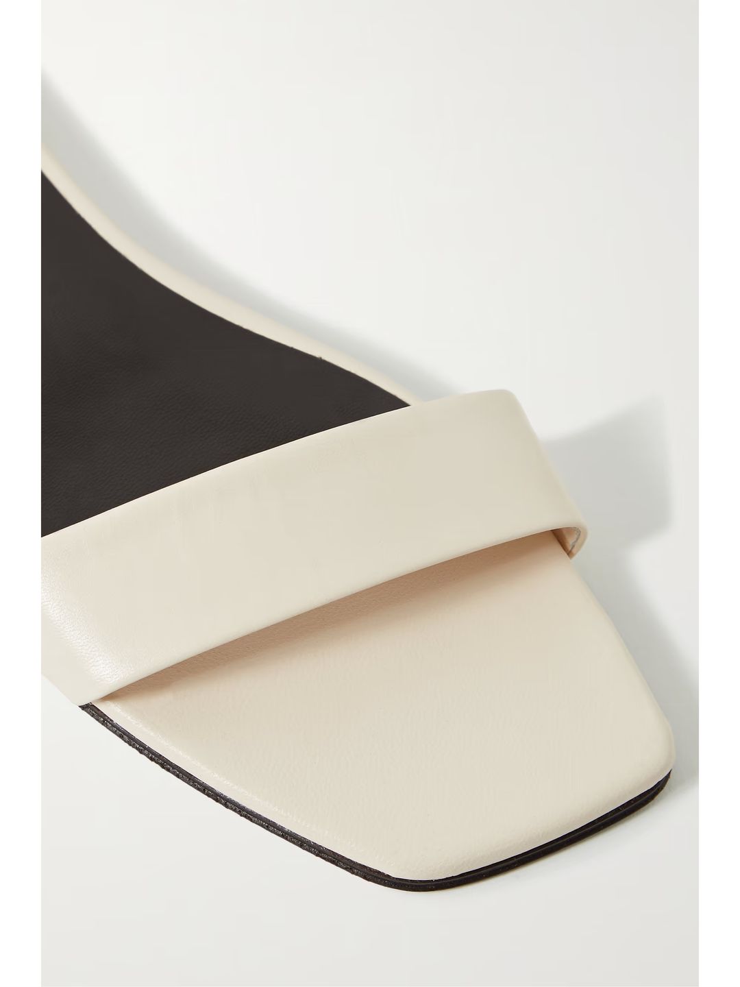 Chocolate leather slides in White #5