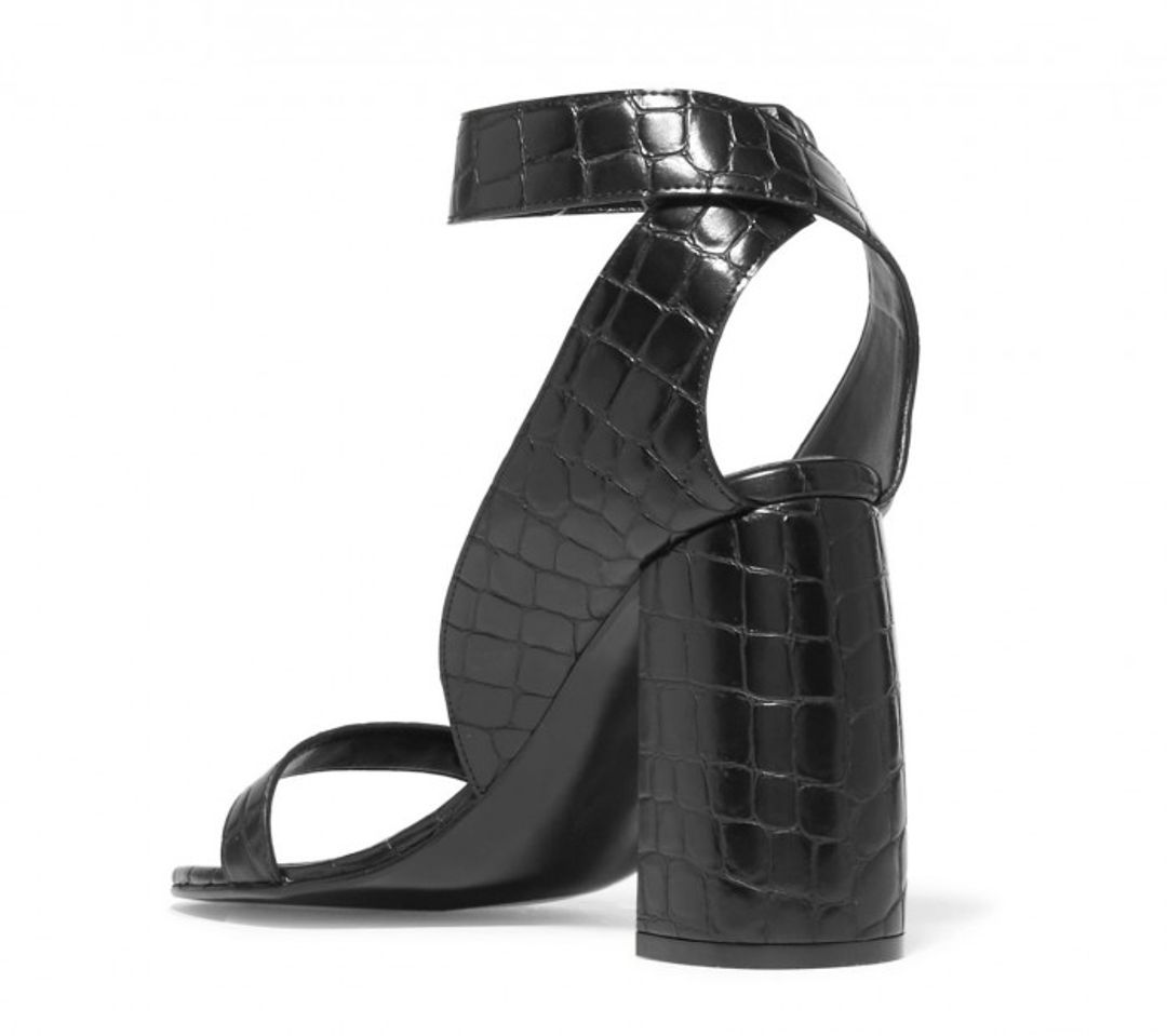 Croc-effect faux leather sandals #4