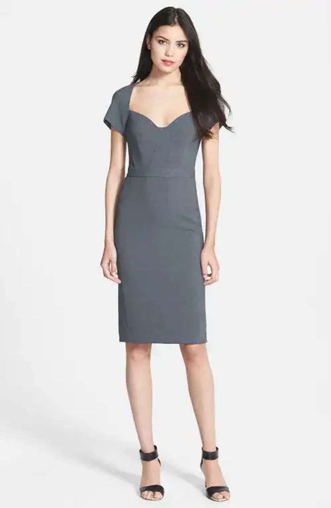 katrina woven sheath dress in grey