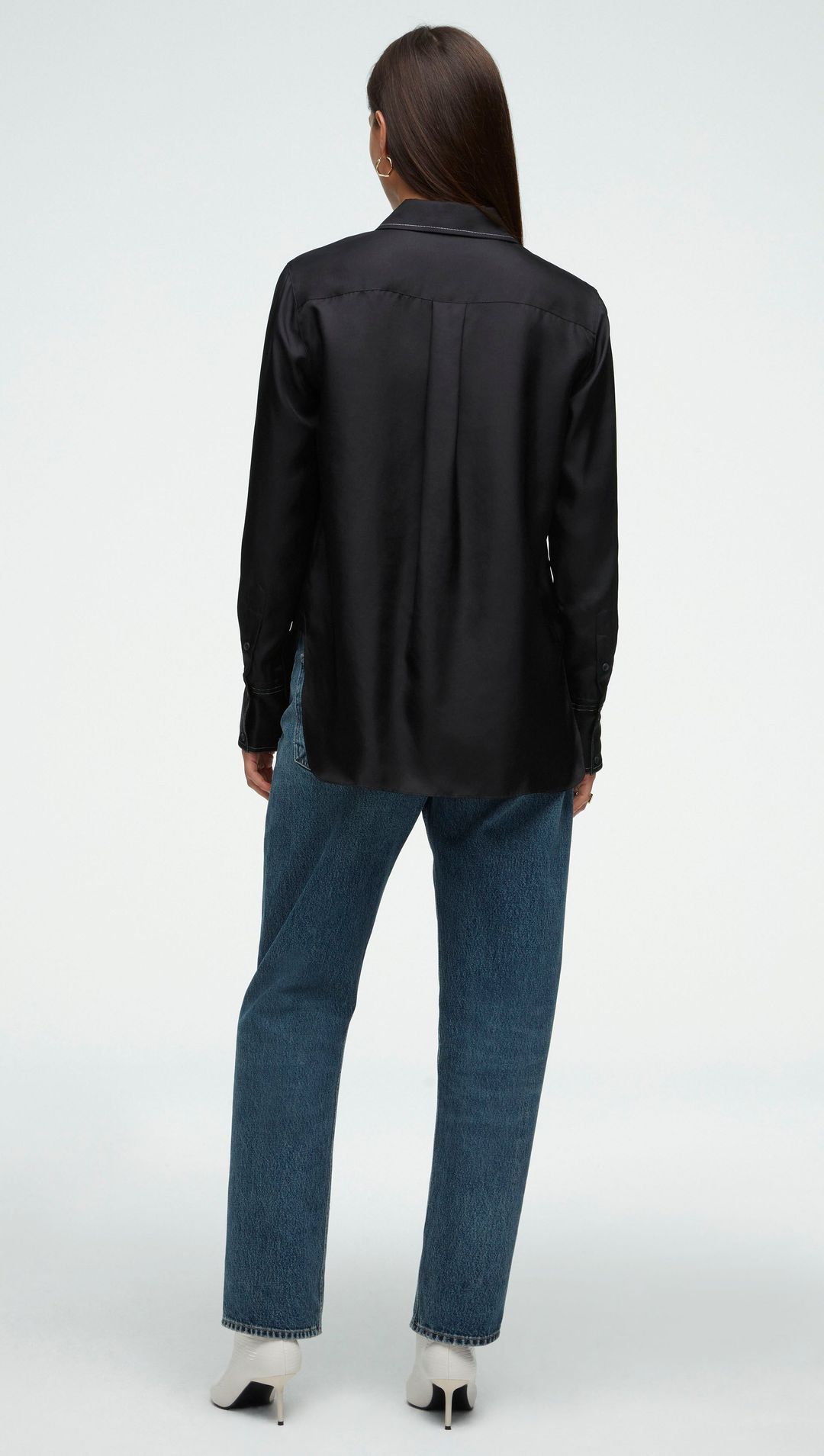 Slim Blouse in Silk Twill | Black #6