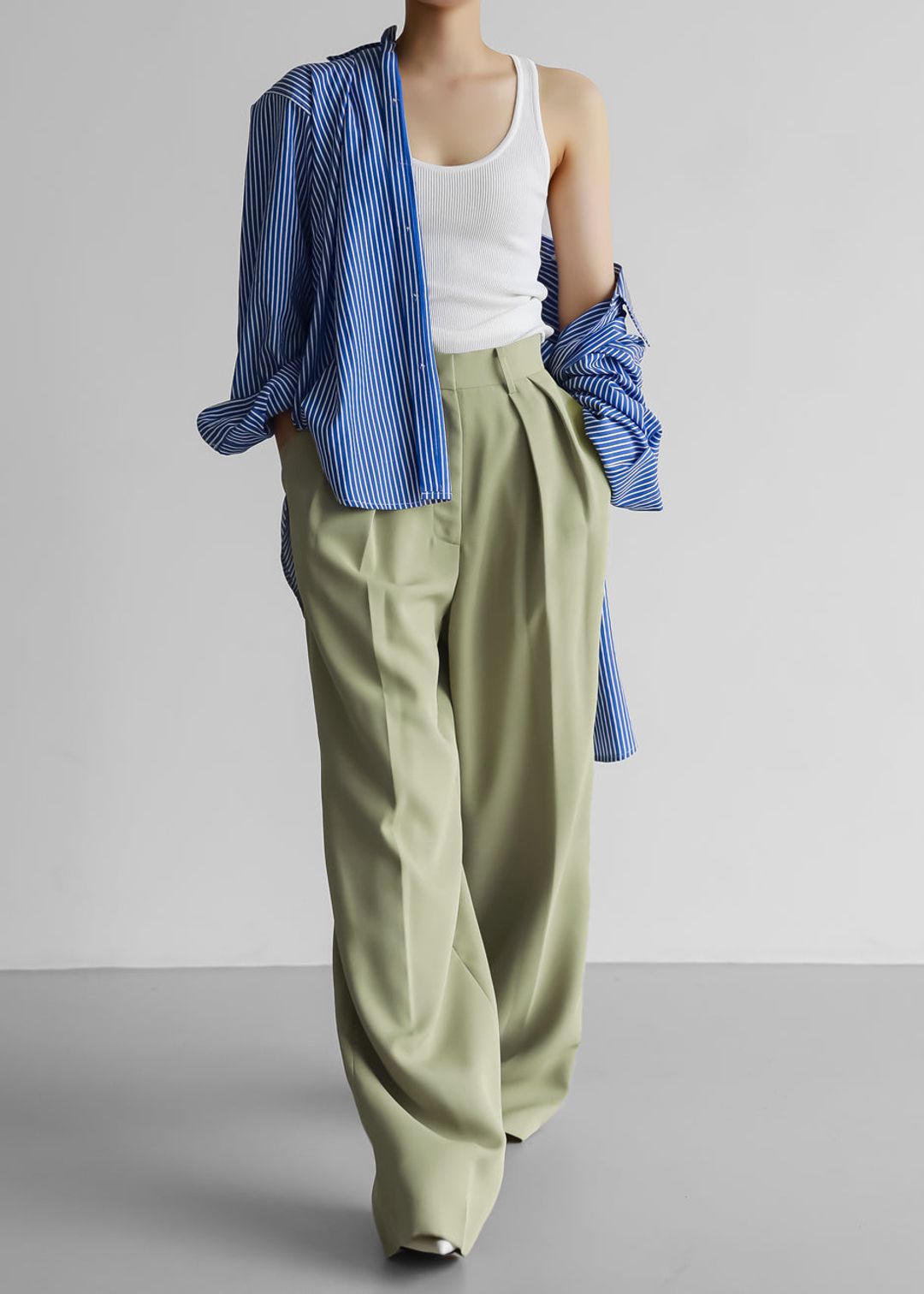 Port Pleated Pants - Sage #6