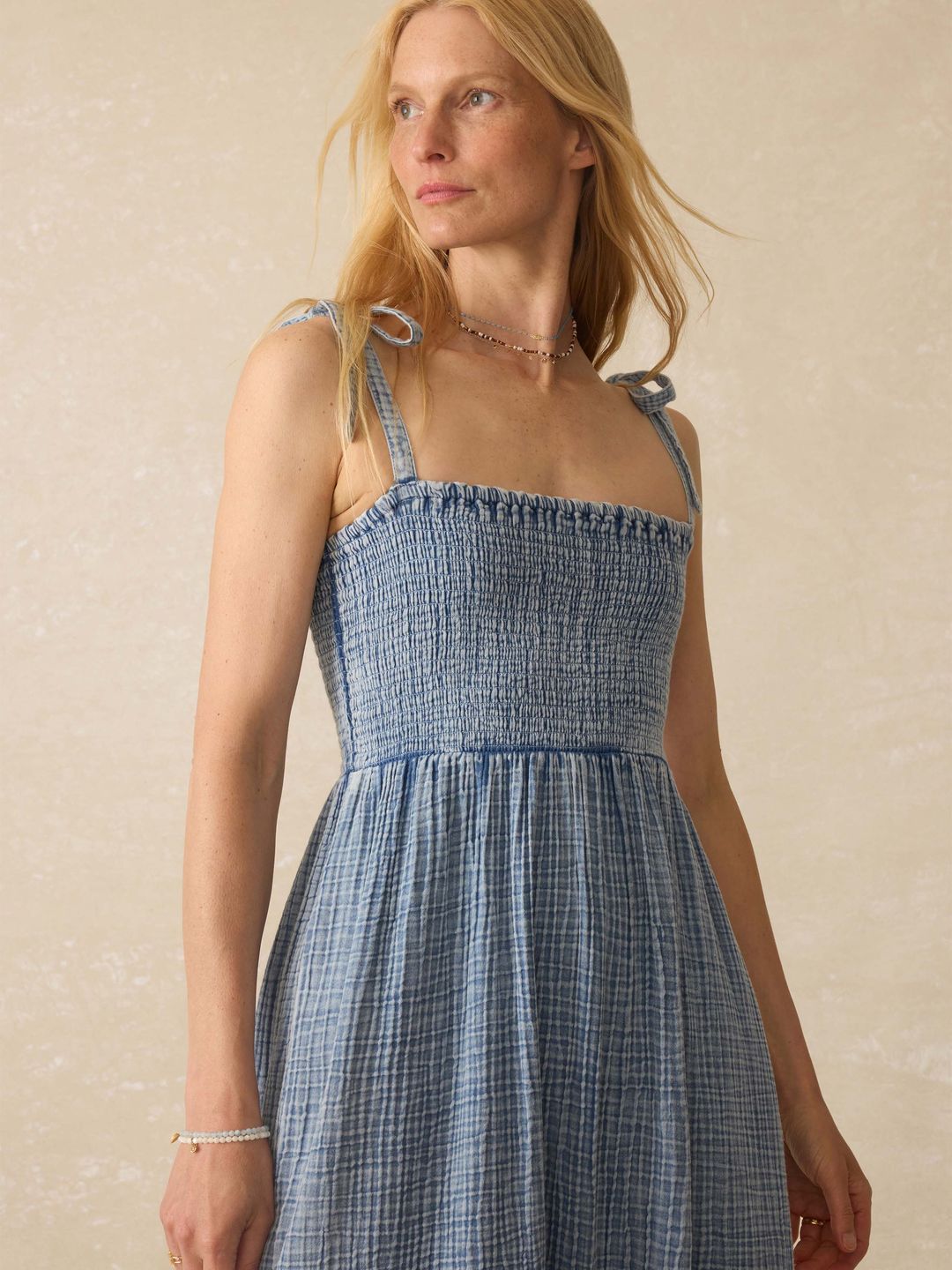 Dune Cotton Gauze Ella Dress - Light Indigo Wash #5