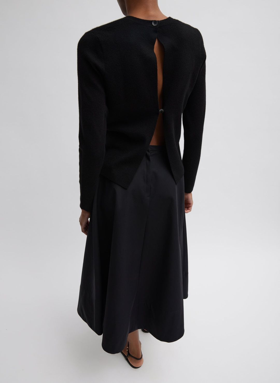 Compact Stretch Cashmere Long Sleeve Open Back Sweater #2