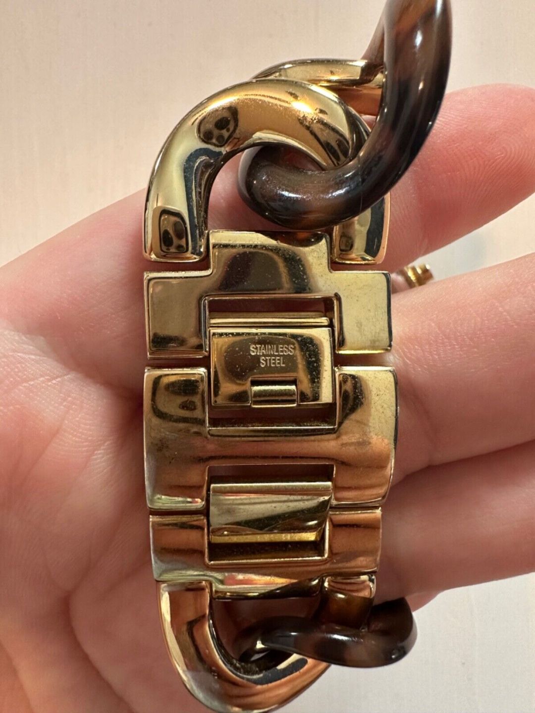 Tortoise & Gold Chain Link Michael Kors Watch #8