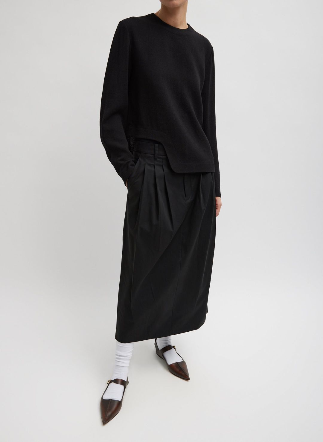 Melee Crepe Long Sleeve Cropped Top #5