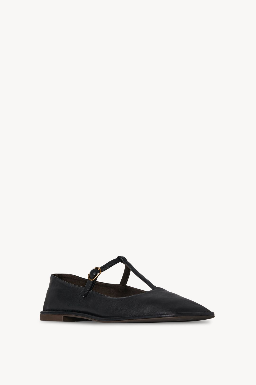 Square T-Strap Flat in Leather #2