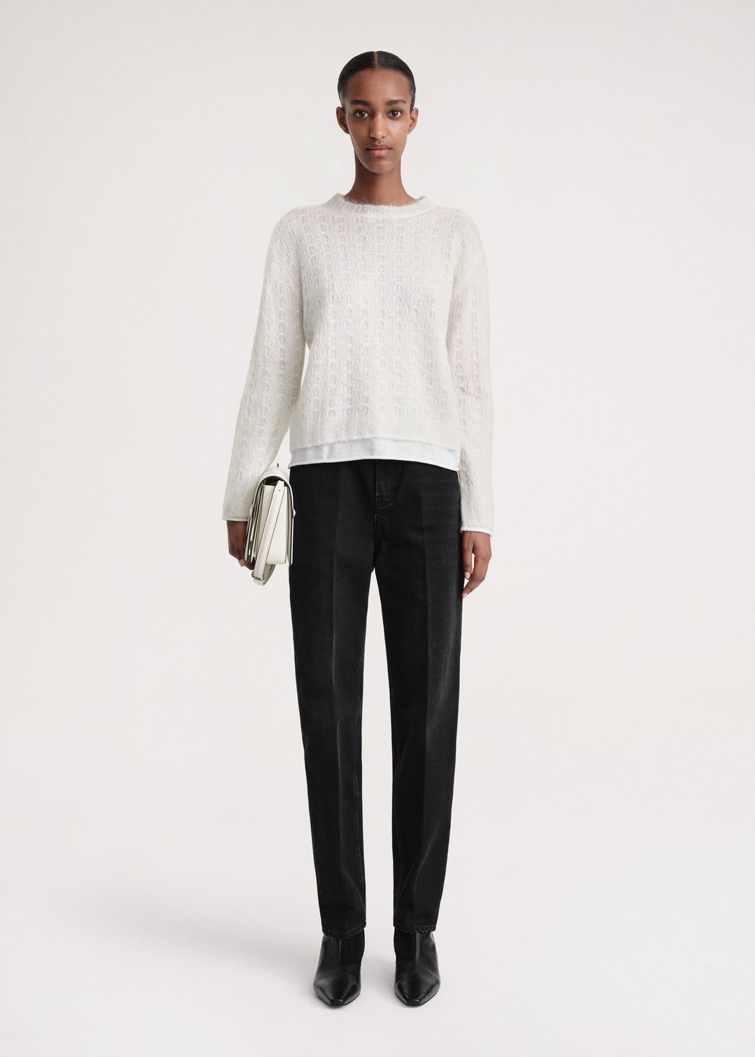 Mohair lace knit cream