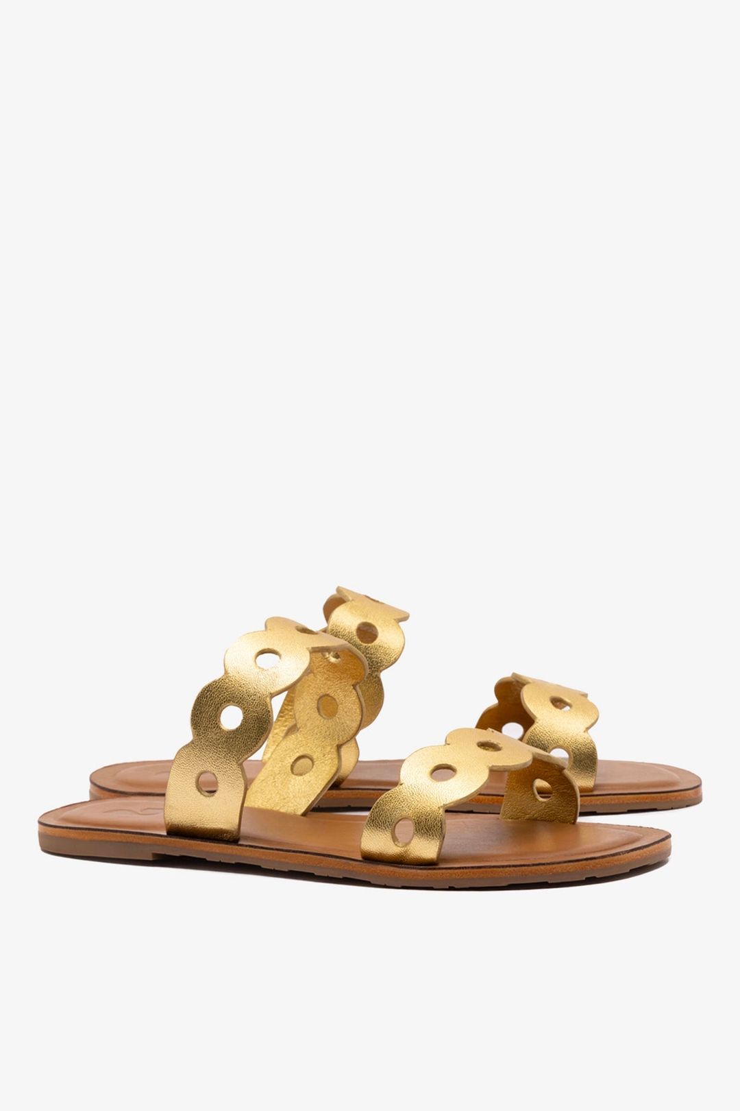 Florence Flat Mule In Gold Metallic Leather #3