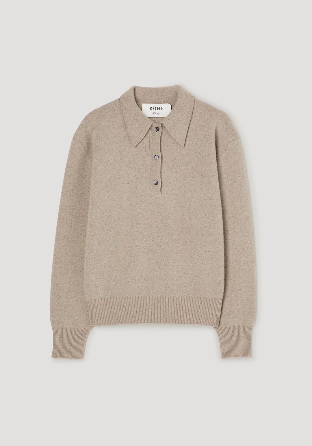 Wool cashmere polo | stone melange #6