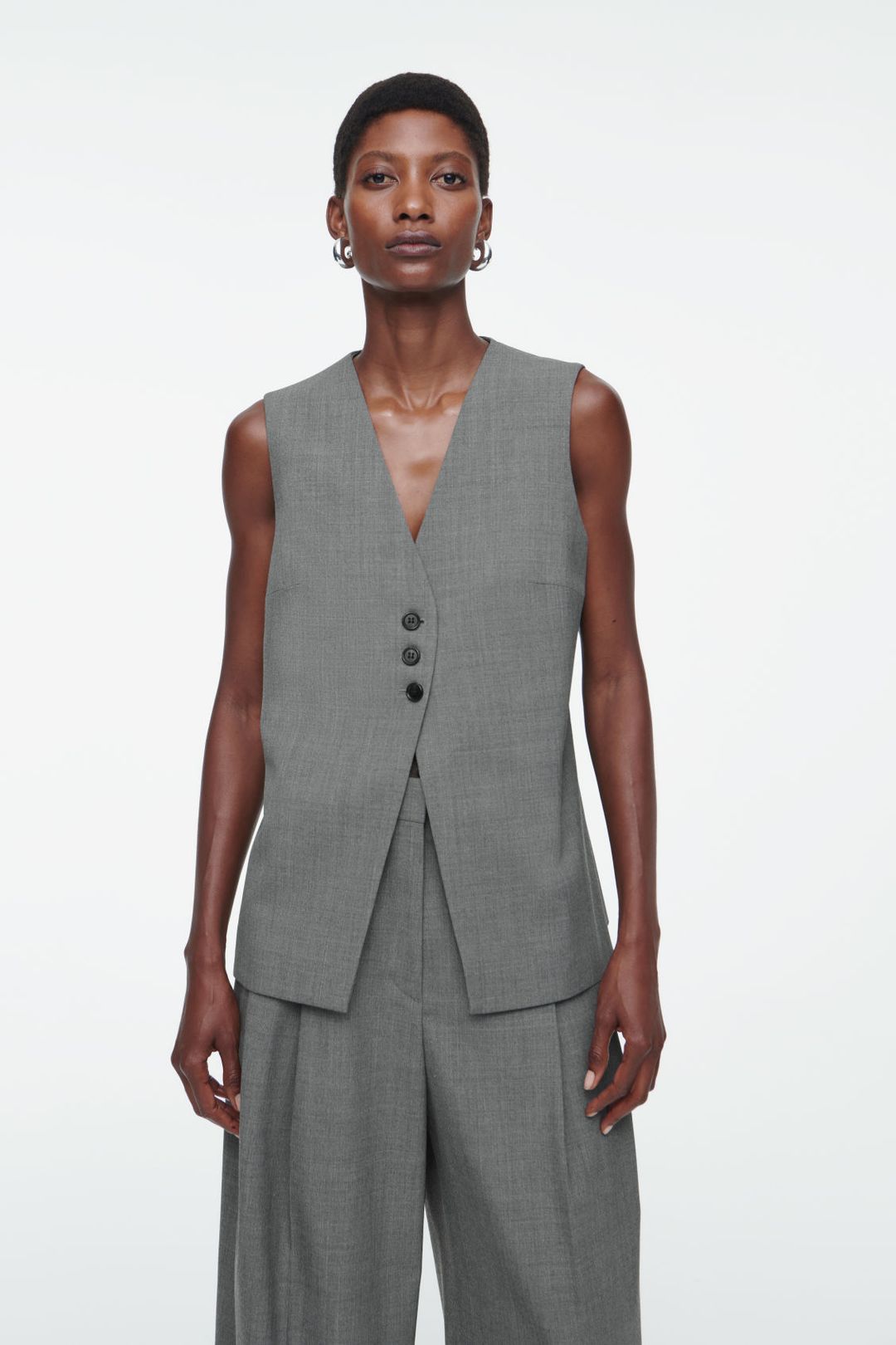 LONGLINE TAILORED TWILL VEST
