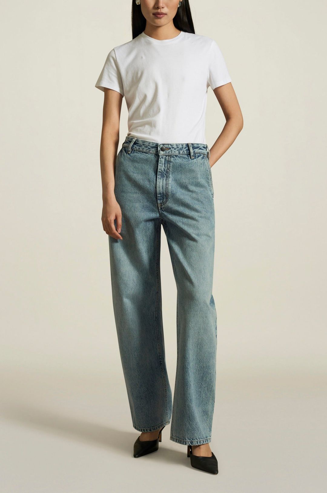 Column Leg Jean in Vinyl Wash #3