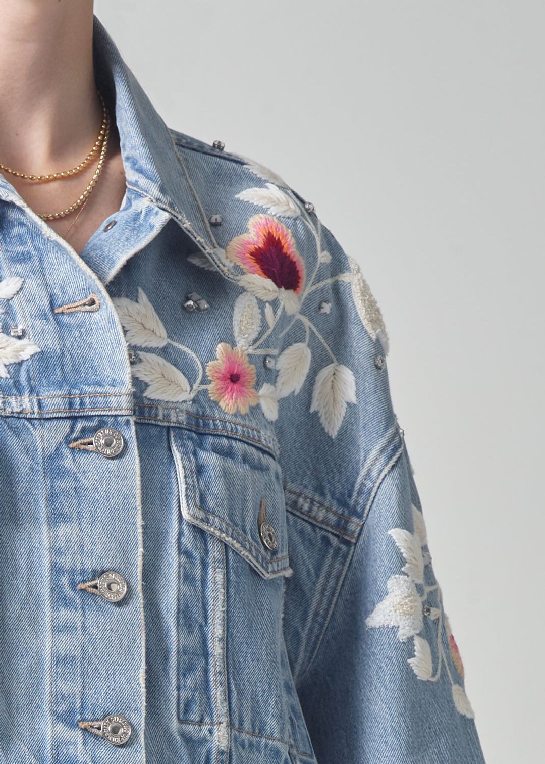 Lena Embroidered Cropped Jacket in Tulip #5