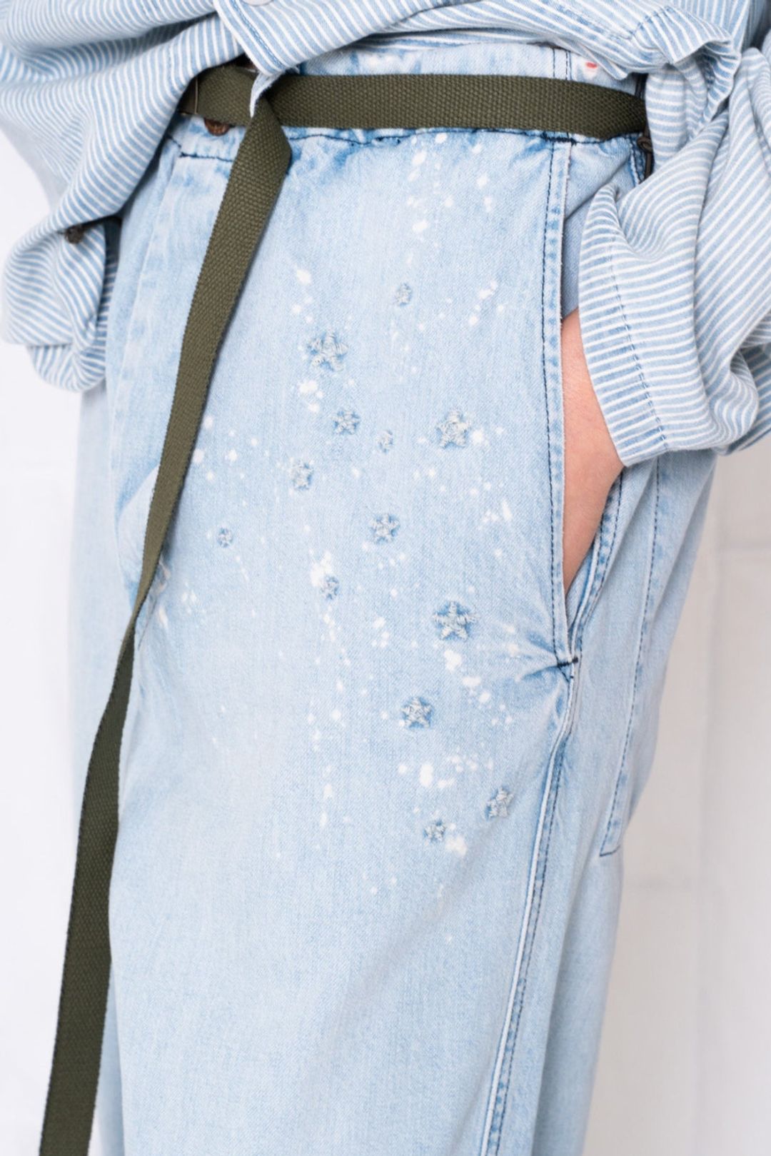 P78 Comfort Denim Stars Embroidery Sunfaded Sky Blue #4