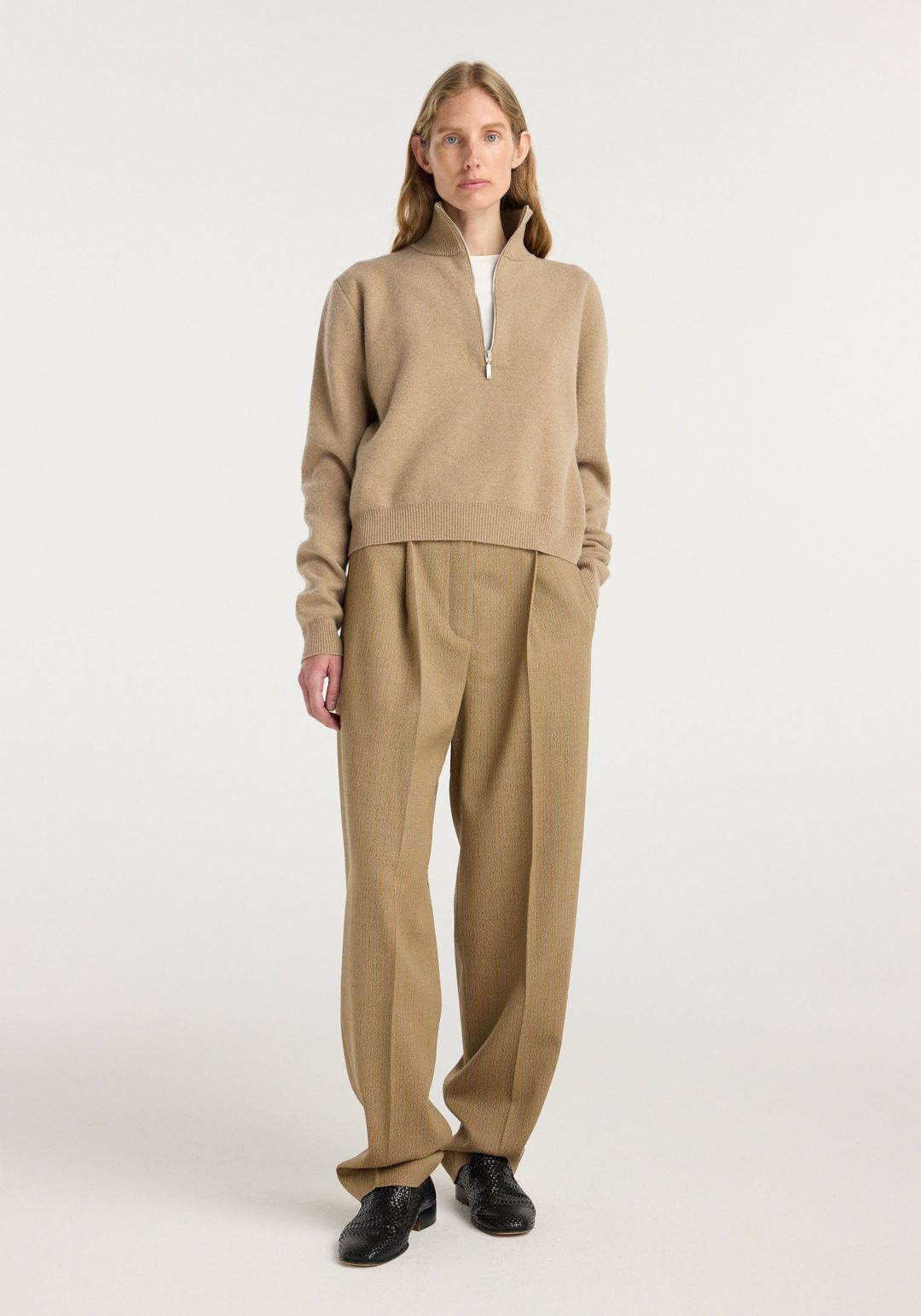Zipped mouliné polo | camel #8