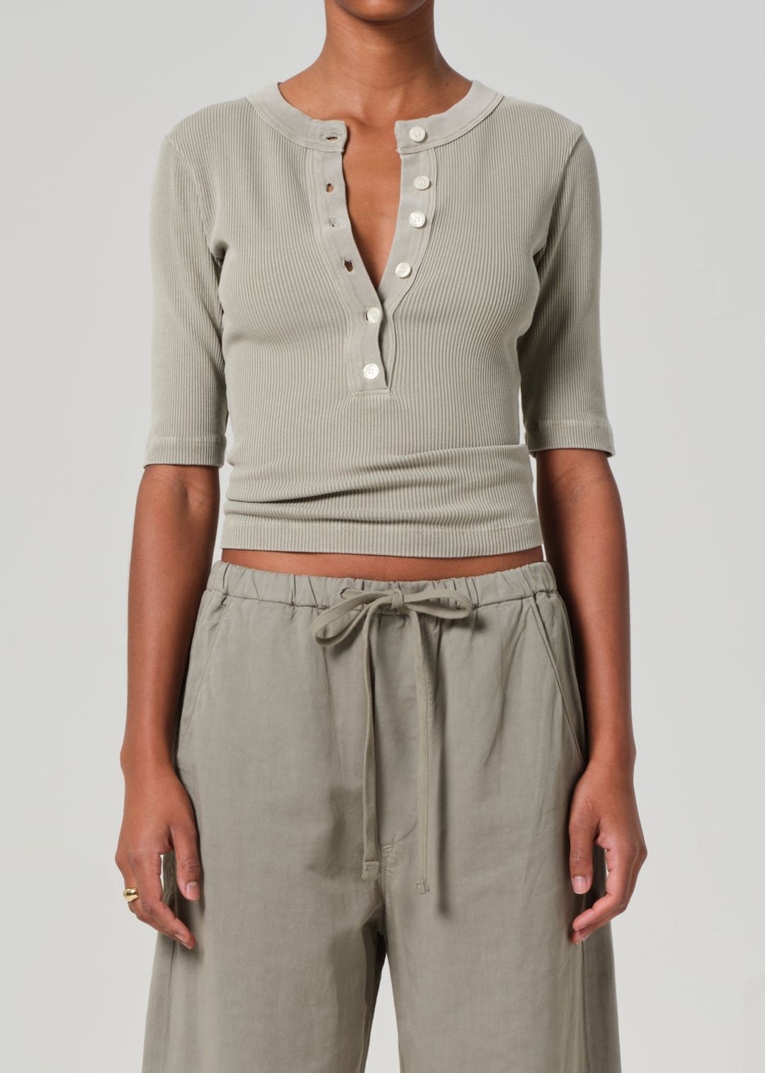 Nali Short Sleeve Henley in Flora