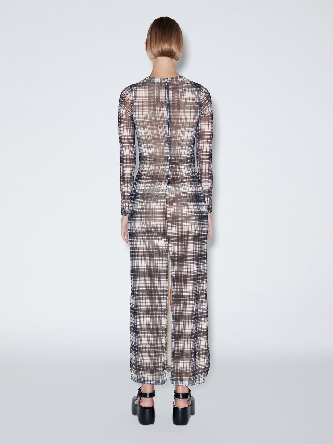 Long Sleeve Crewneck Mesh Maxi Dress #5