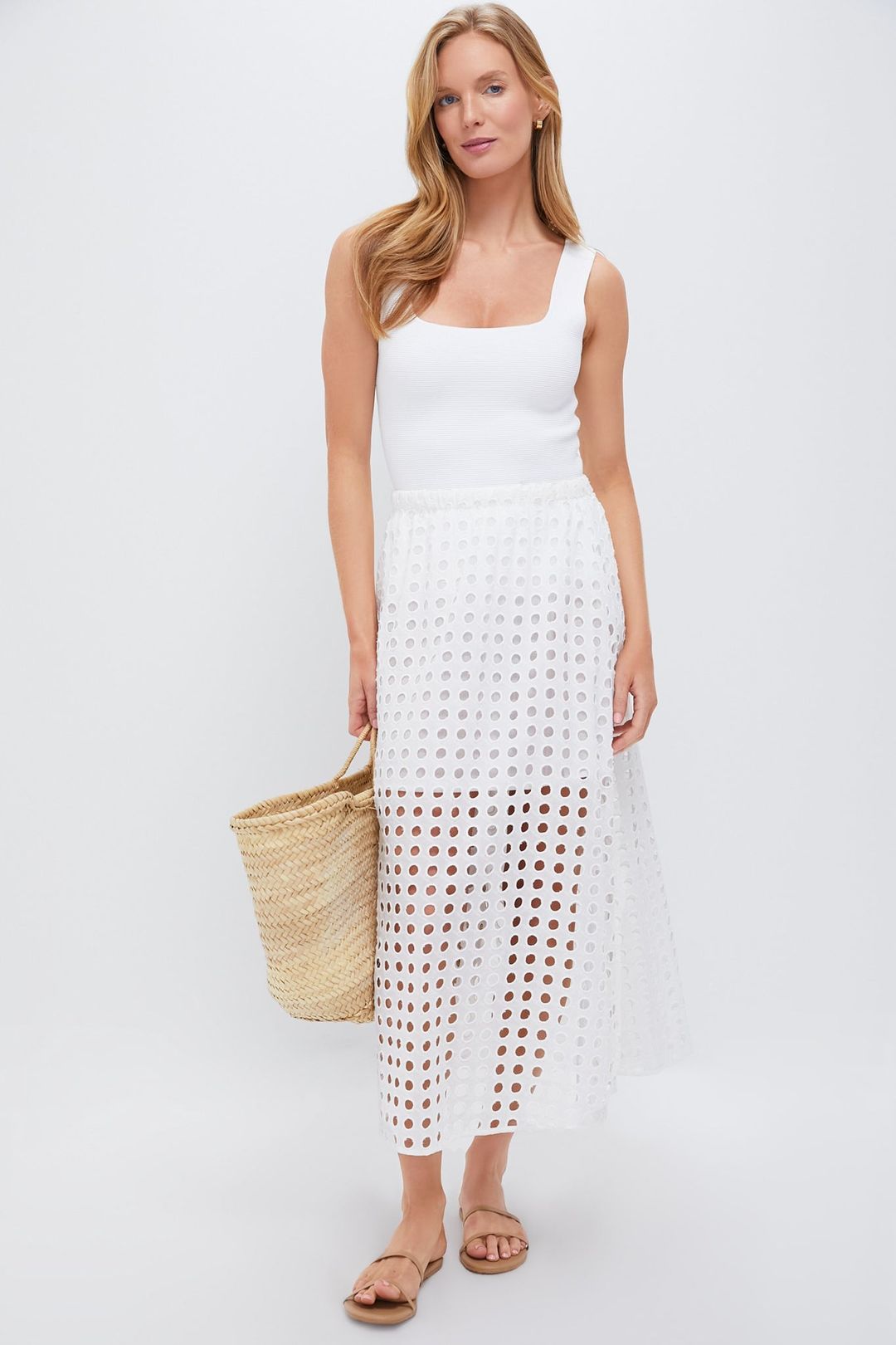 White Cotton Eyelet Eve Skirt