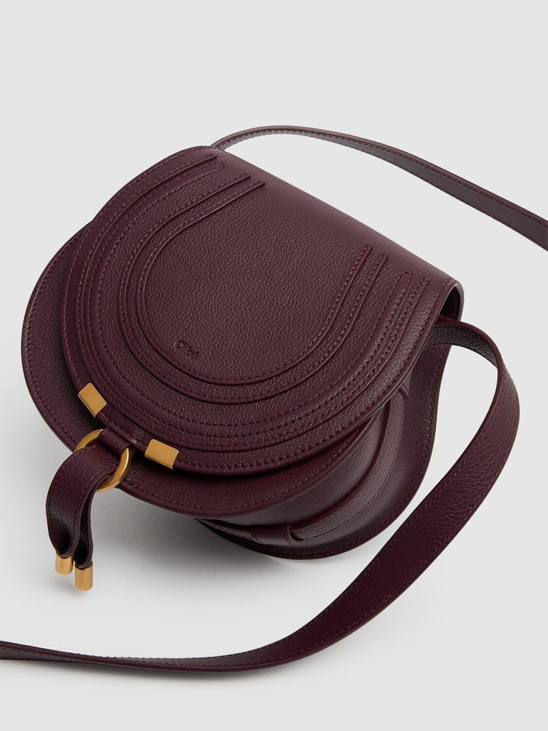 Small Marcie Grained Leather Bag in Burgundy #3