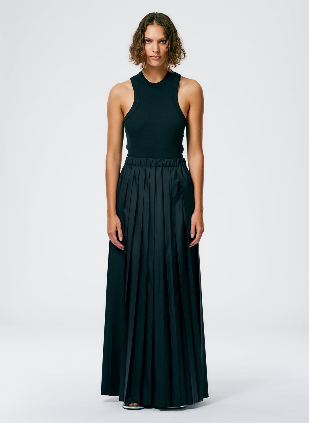Italian Sporty Nylon Pleated Pull On Maxi Skirt #2